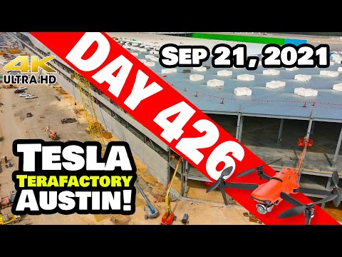 Tesla Gigafactory Austin 4K  Day 426 - 9/21/21 - Tesla Terafactory Texas - WESTSIDE WALLS DONE!