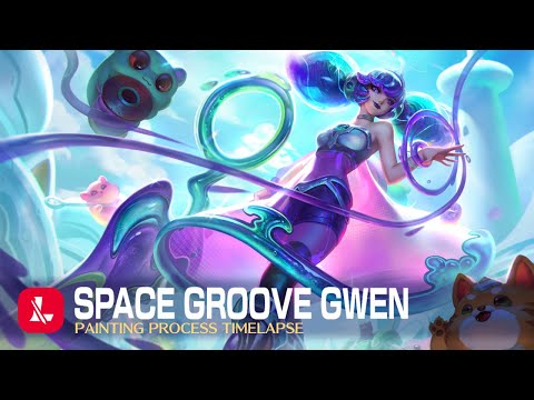 Space Groove Gwen Chroma - League of Legends Fanart Painting Process