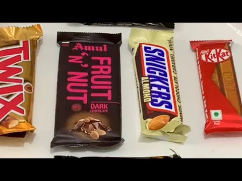 Twix vs Amul Fruit N Nut vs Snickers vs KitKat|chocolate unboxing #youtube video