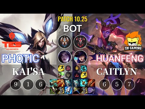 TES Photic Kai'Sa vs SN huanfeng Caitlyn Bot - KR Patch 10.25