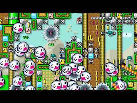 鬼畜半自動　～大地崩壊～　«Hold　A+↑»　上A長押し by Mine★かとひろ - SUPER MARIO MAKER - NO COMMENTARY 1ax