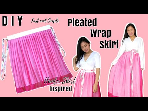 DIY Pleated Wrap Skirt Tutorial || How to Make Hanfu Skirt Pattern|| DIY Pleated Maxi Skirt Tutorial