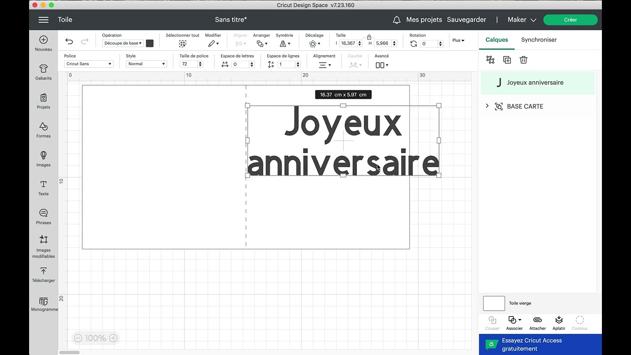 Créer ses cartes sans le tapis de carte Cricut