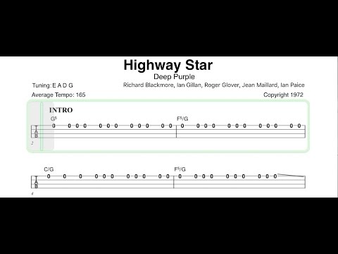 Deep Purple - Highway Star  Original isolated bass track + tab