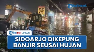 Diguyur Hujan Deras, Kota Sidoarjo Terendam Banjir, Jalur Utama Macet Parah hingga Sampah Berserakan