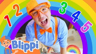 Blippi Learns Numbers with Rainbow Colors | Blippi - Learn Colors and Science