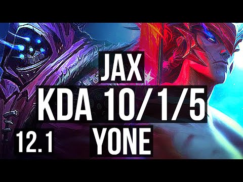 JAX vs YONE (TOP) | 10/1/5, 6 solo kills, 800+ games, 1.2M mastery | BR Diamond | 12.1