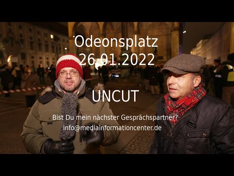 26.1.2022, Odeonsplatz. Gesprächspartner gefunden? Endlich echte Ansichten eines Impfbefürworters.