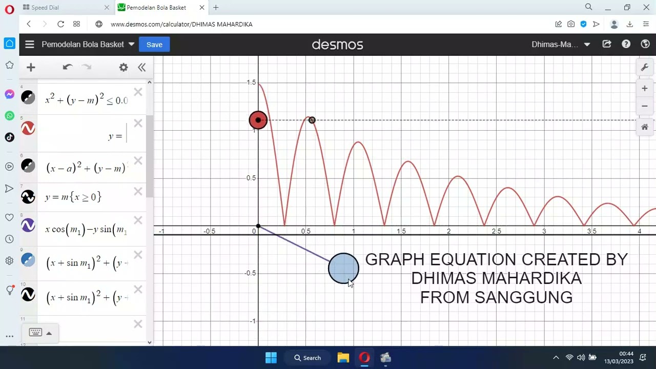 Creating Graph Equation of Bouncing Ball un on Desmos software #bouncingball #physics #engineering