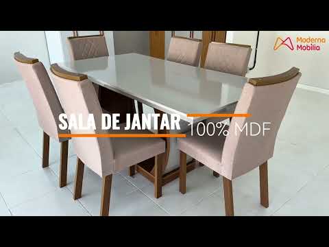 Video thumbnail of Conjunto Sala de Jantar Mesa Milena 180 com 6 cadeiras Milena Rufato