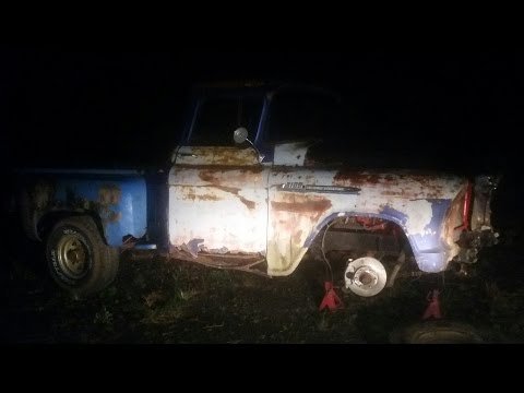 cheap junkyard disc brake swap for $200 56 Chevy stepside budget rat rod craigslist truck challenge