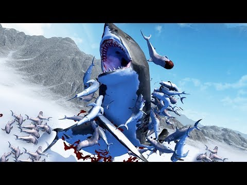 FLYING SHARKS vs MEGA-MEGALODON! - Beast Battle Simulator Gameplay | Pungence