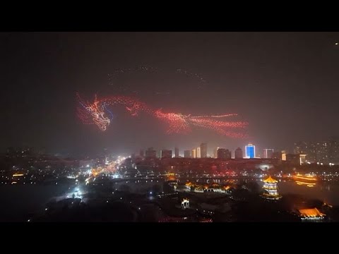 China celebrates Spring Festival with drone-piloted light shows