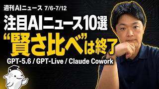 AIニュース10選~賢さ比べは終了~GPT5.6/GPT-Live/Claude Cowrk