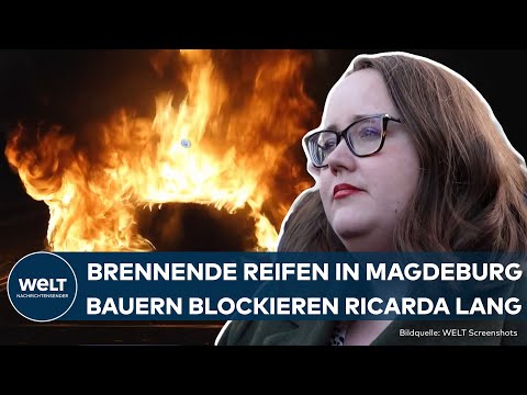 BAUERNPROTESTE: Buh-Rufe! – Bauern blockieren Grünen-Chefin Ricarda Lang mit Feuern in Magdeburg