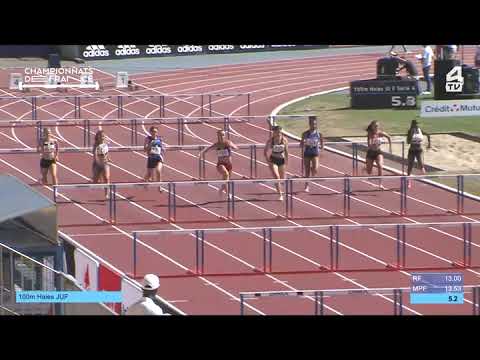 Championnats de France CA/JU 2022 - 100 Haies JUF série 4 (Malorie Jué 2e en 14.31)