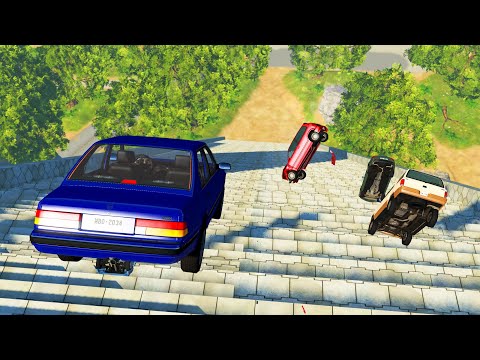 Stairs Jump Down Crashes #2 - BeamNG Drive