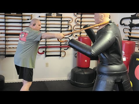 Cane Self Defense on working a basic swing strike with a better grip and adding a little more power.