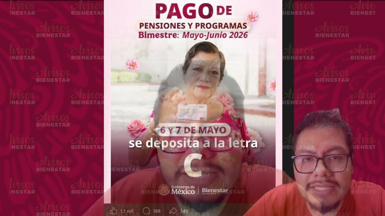 ¡HOY 6 DE MAYO! pago de la pensión bienestar adultos mayores con letra de apellido ?