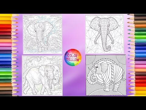 Adult Coloring Book - Coloring Elephants in the Wild - Oddly Satisfying Videos