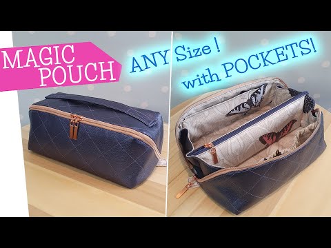 sew a Magic Pouch WITH INSIDE POCKETS in ANY desired size | Wide Open Pouch | sewing tutorial
