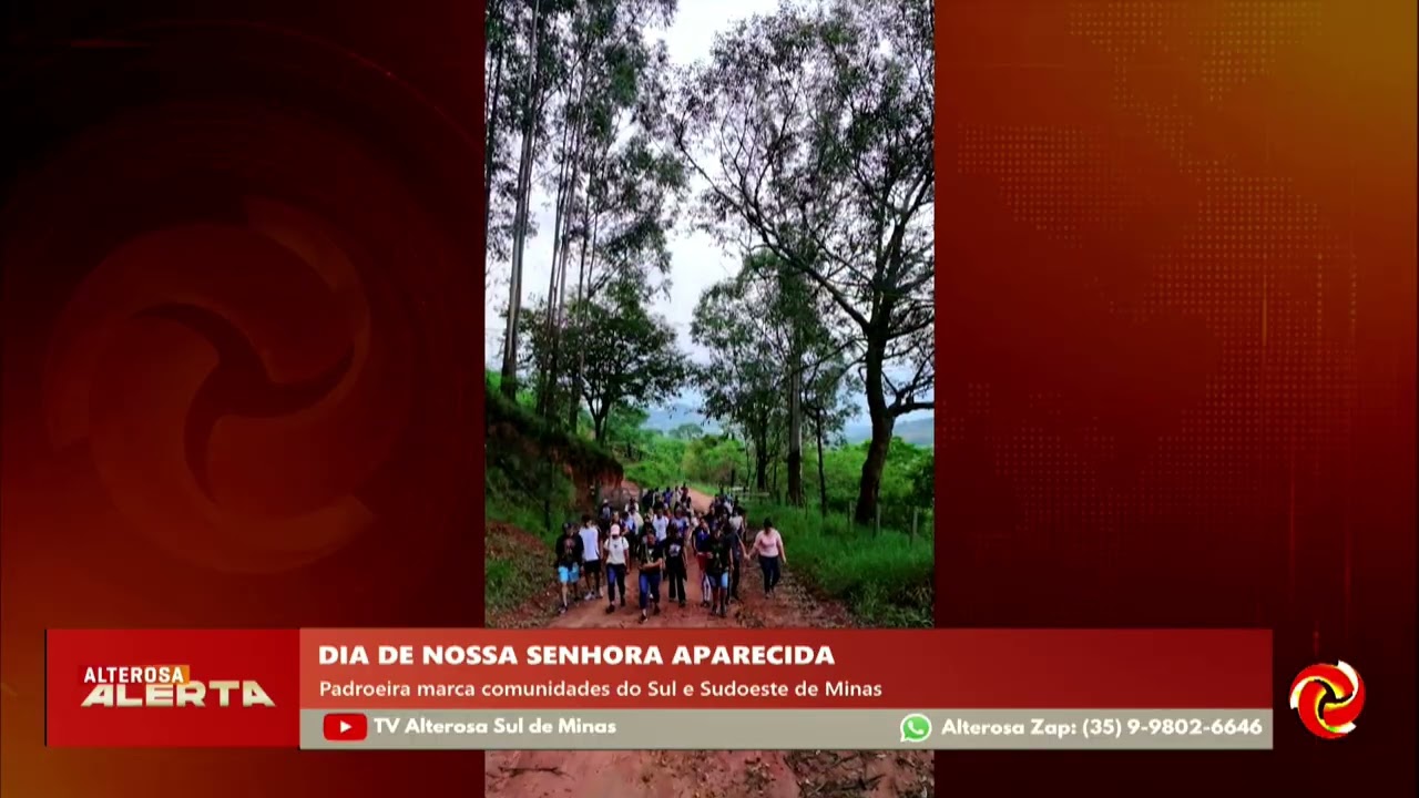 Fiéis fazem romaria em homenagem a Nossa Senhora Aparecida em São Gonçalo do Sapucaí