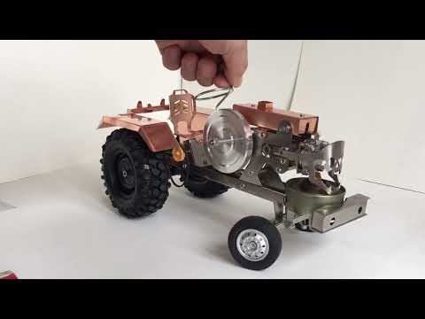 Alcohol Powered Mini Tractor with Fire Stirling Engine #stirlingkitmoments