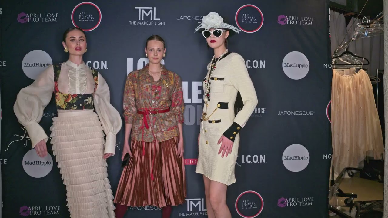 Mayya Dasha and Theresa pose in their runway looks @artheartsfashion LAFW