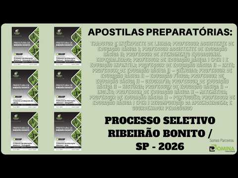 Apostilas Seletivo Ribeirão Bonito / SP 2026, Tradutor Libras, Coordenador Pedagógico e Professores