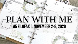 Plan with Me | A5 Filofax | WO2P Inserts | November 2-8, 2020 | #filofax