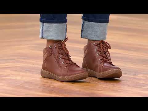 Clarks Collection Leather Lace-Up Boots Caroline Park on QVC