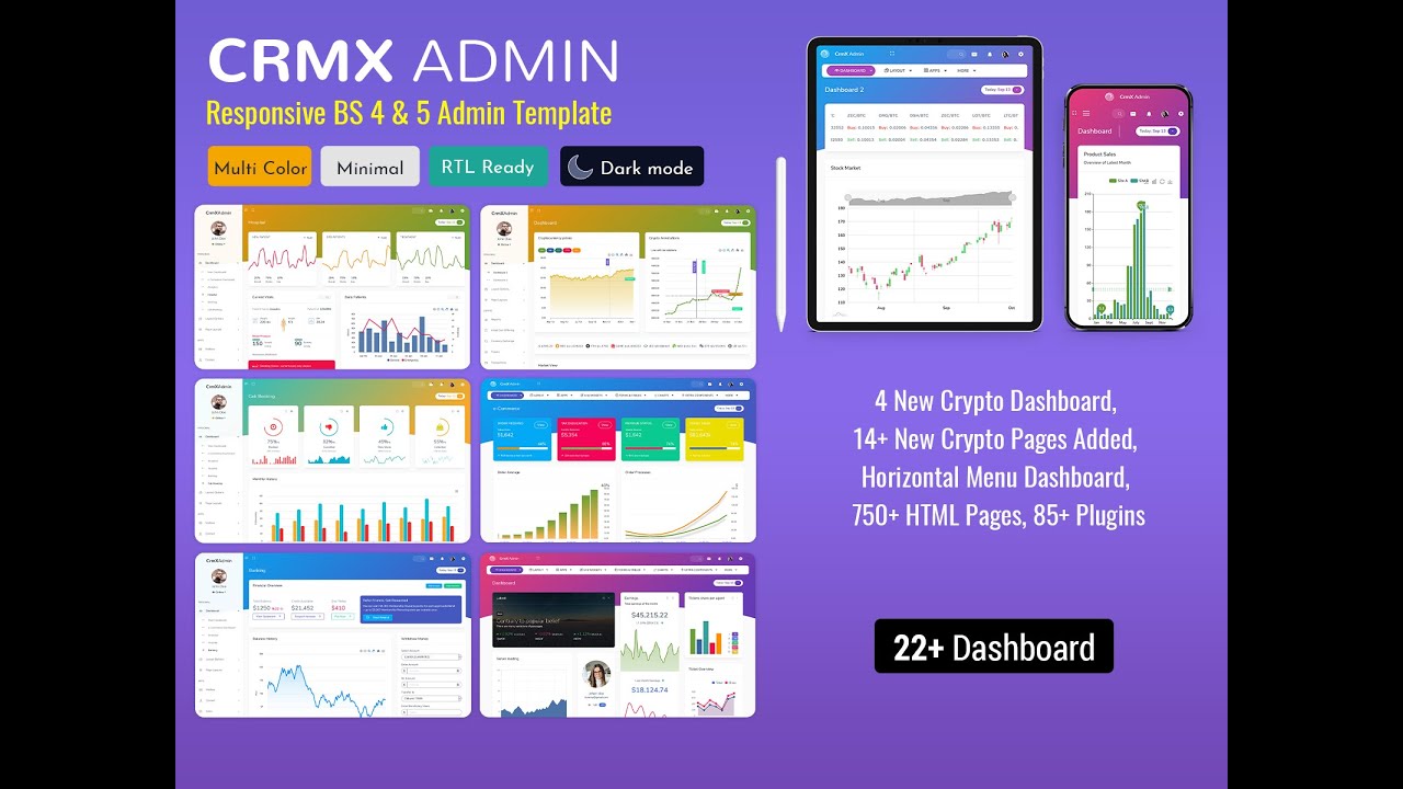 Bootstrap 5 Admin Template fully Responsive With Sass – CrmX