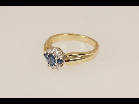 9ct Gold Sapphire and Diamond Ring   #4084