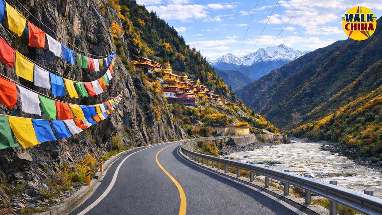 Baiyu River Valley Drive, West Sichuan | Canyon Scenery Hits Hard | 4K