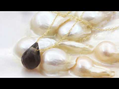 TELEIOS LUXE 18K GOLD SMOKEY TOPAZ BRIOLETTE SLITHER NECKLACE - TL0000173