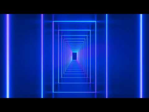 Tunnel Corridor Sci-fi LED Blue Neon Lights Background - 1 Hour