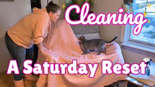 Saturday Clean With Me | Downstairs Reset Routine + Comfy Dokotoo Hoodie Review