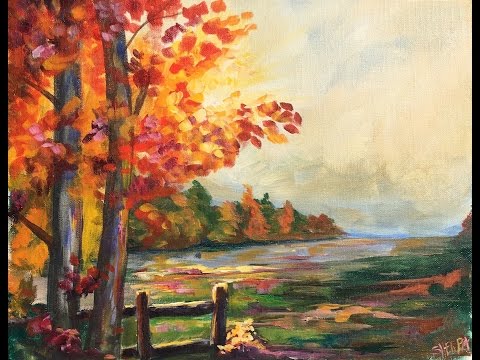 Beginner Learn to paint a Landscape Full acrylic for Fall /Autumn lovers | TheArtSherpa