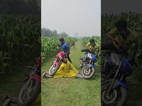 The boys fled on their motorcycle.200M#funny