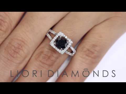 BDR-046 - 2.03 Carat Certified Natural Black Diamond Engagement Ring 14k White Gold