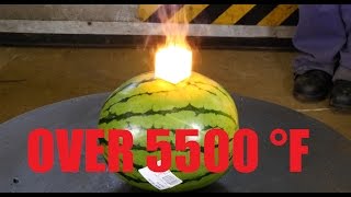 White Hot Tungsten Cube (over 3000°C) Vs. Watermelon and Steak
