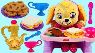 Feeding Paw Patrol Baby Skye with Play Doh &amp; Magical Genie Tea Party Playset!
