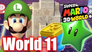 Super Mario 3D World - World 11 (Flower World) 100% Playthrough - All Green Stars & All Stamps