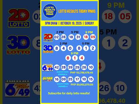 PCSO 2D 3D 6/49 6/58 Lotto Results Today 9PM Draw of October 19, 2025 #lottoresulttoday