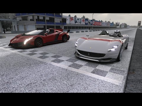 Ferrari Monza SP2 vs Lamborghini Veneno Roadster at Monza Full Course