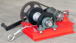 How To Make A Manual Winch | Homemade Powerful Manual Winch | DIY Winch