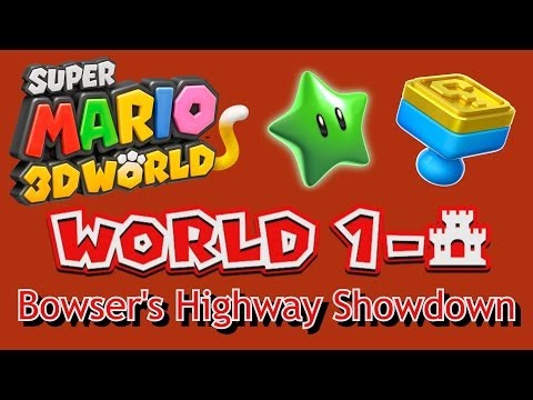Super Mario 3D World - World 1-Castle: Bowser's Highway Showdown (all collectables)