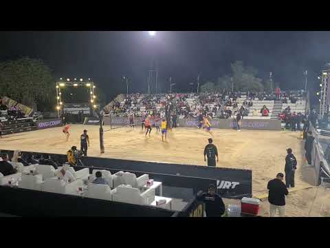 Women's beach volleyball players do not wear skimpy outfits in Qatar