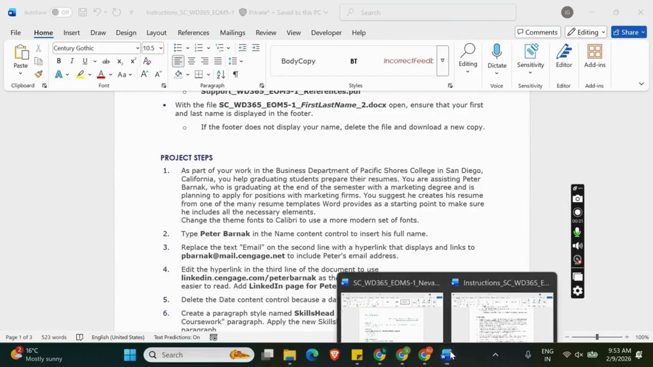 Shelly Cashman Word 365 | Module 5: End of Module Project 1 Pacific Shores College #shellycashman