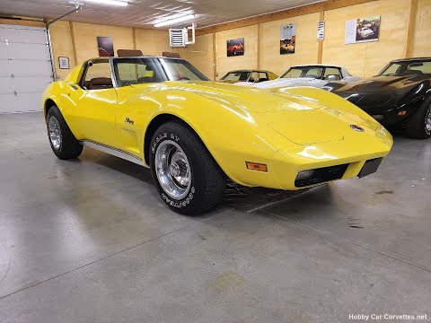 1974 Bright Yellow Corvette Saddle Interior For Sale Video